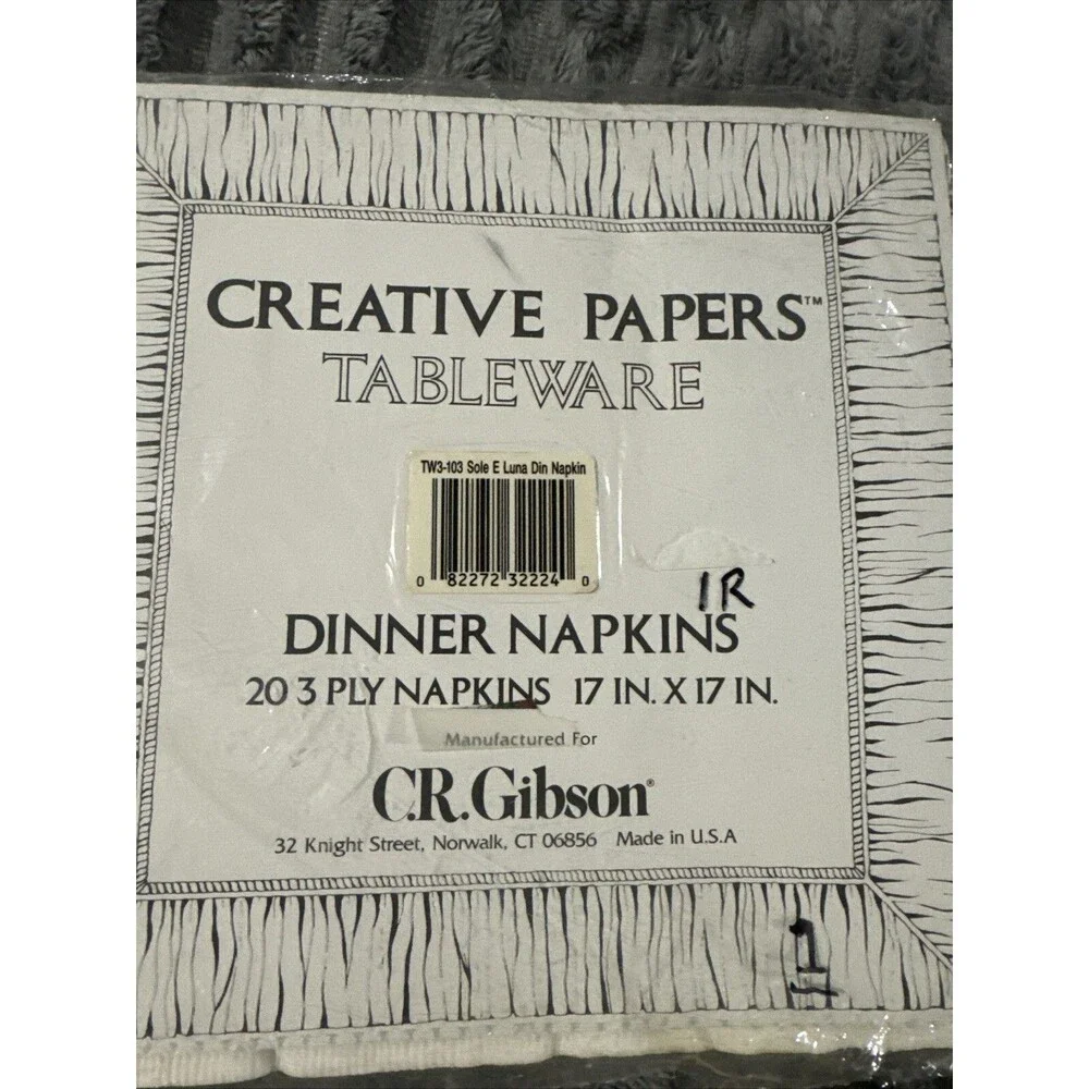 Creative Papers Tableware 17” Dinner Napkins 3 Ply C.R. Gibson Sole E Luna Moon